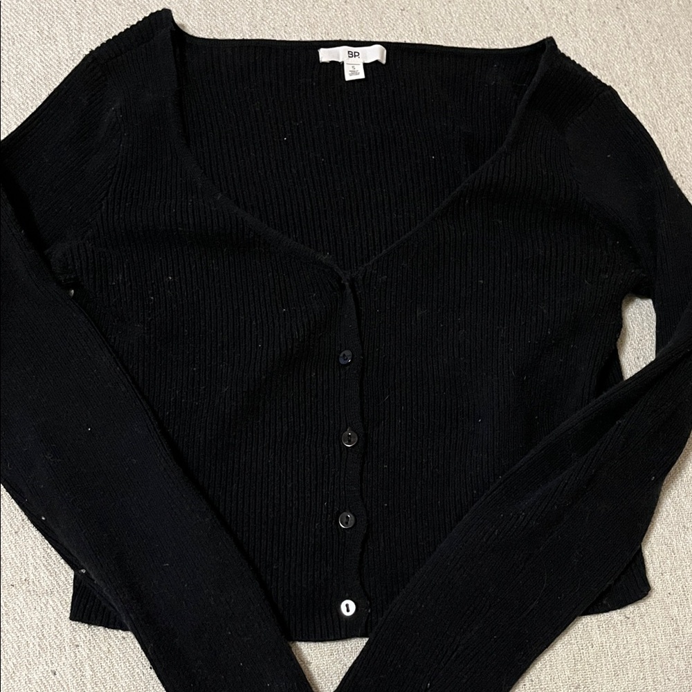 BP Black Ribbed Cardigan Sweater